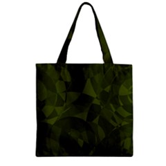 Army Green Color Pattern Zipper Grocery Tote Bag by SpinnyChairDesigns