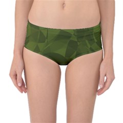 Army Green Color Pattern Mid-waist Bikini Bottoms by SpinnyChairDesigns