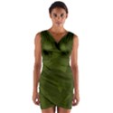 Army Green Color Pattern Wrap Front Bodycon Dress View1