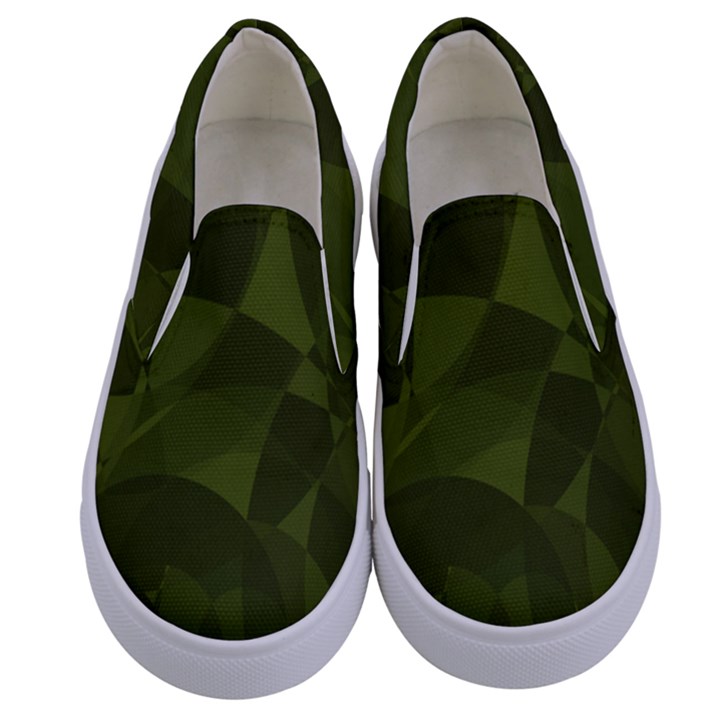 Army Green Color Pattern Kids  Canvas Slip Ons