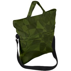 Army Green Color Pattern Fold Over Handle Tote Bag by SpinnyChairDesigns