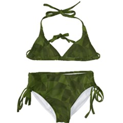 Army Green Color Pattern Kids  Classic Bikini Set by SpinnyChairDesigns