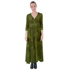 Army Green Color Pattern Button Up Maxi Dress by SpinnyChairDesigns