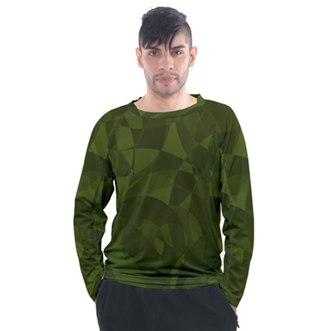 Army Green Color Pattern Men s Long Sleeve Raglan Tee by SpinnyChairDesigns