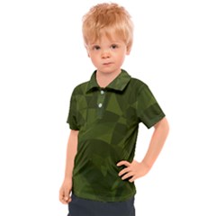 Army Green Color Pattern Kids  Polo Tee