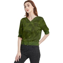 Army Green Color Pattern Quarter Sleeve Blouse