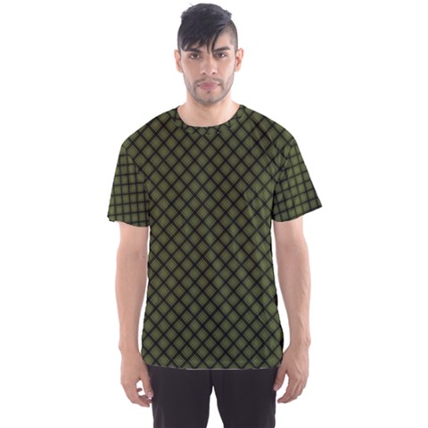 Army Green And Black Plaid Men s Sport Mesh Tee by SpinnyChairDesigns