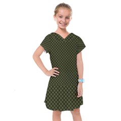 Army Green And Black Plaid Kids  Drop Waist Dress by SpinnyChairDesigns