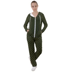 Army Green And Black Plaid Women s Tracksuit by SpinnyChairDesigns