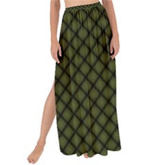 Army Green And Black Plaid Maxi Chiffon Tie-up Sarong by SpinnyChairDesigns