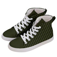 Army Green And Black Plaid Women s Hi-top Skate Sneakers by SpinnyChairDesigns