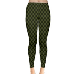 Army Green And Black Plaid Inside Out Leggings by SpinnyChairDesigns