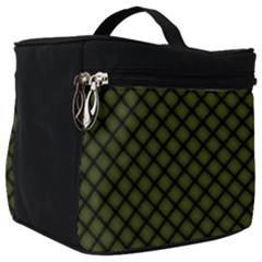 Army Green And Black Plaid Make Up Travel Bag (big) by SpinnyChairDesigns