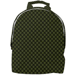 Army Green And Black Plaid Mini Full Print Backpack by SpinnyChairDesigns