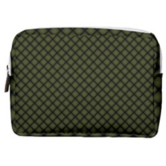 Army Green And Black Plaid Make Up Pouch (medium) by SpinnyChairDesigns