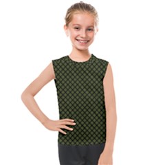 Army Green And Black Plaid Kids  Mesh Tank Top by SpinnyChairDesigns