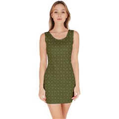 Army Green Color Polka Dots Bodycon Dress by SpinnyChairDesigns