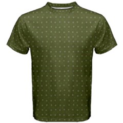 Army Green Color Polka Dots Men s Cotton Tee by SpinnyChairDesigns