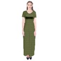 Army Green Color Polka Dots Short Sleeve Maxi Dress View1