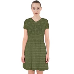 Army Green Color Polka Dots Adorable In Chiffon Dress by SpinnyChairDesigns