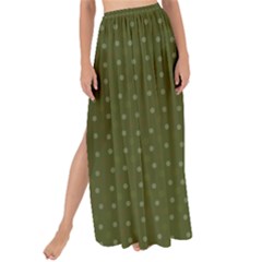 Army Green Color Polka Dots Maxi Chiffon Tie-up Sarong by SpinnyChairDesigns