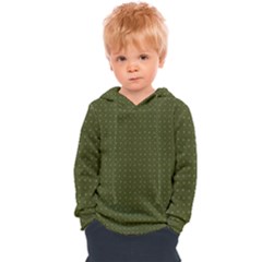 Army Green Color Polka Dots Kids  Overhead Hoodie by SpinnyChairDesigns