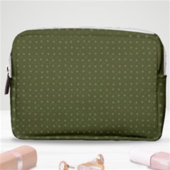 Army Green Color Polka Dots Make Up Pouch (medium) by SpinnyChairDesigns