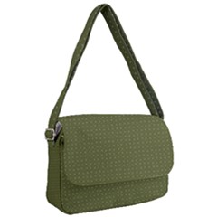 Army Green Color Polka Dots Courier Bag by SpinnyChairDesigns