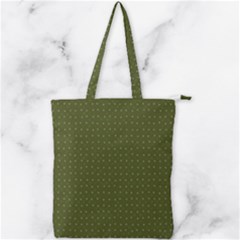 Army Green Color Polka Dots Double Zip Up Tote Bag by SpinnyChairDesigns