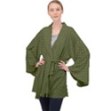 Army Green Color Polka Dots Long Sleeve Velvet Kimono  View1