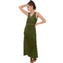 Army Green Color Polka Dots V-Neck Chiffon Maxi Dress View1