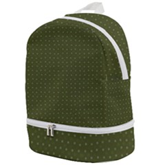 Army Green Color Polka Dots Zip Bottom Backpack by SpinnyChairDesigns