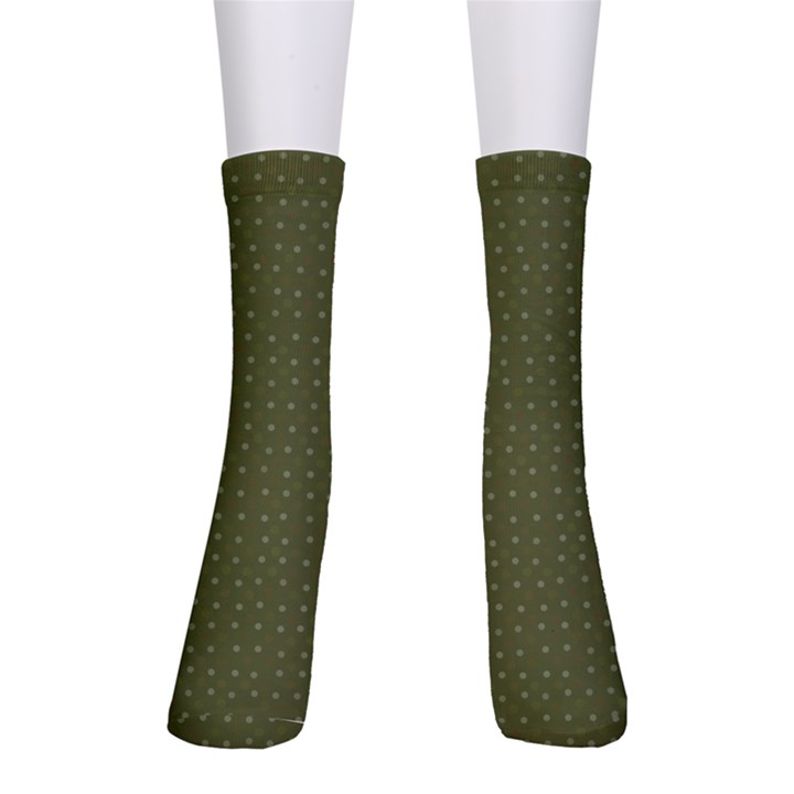 Army Green Color Polka Dots Men s Crew Socks