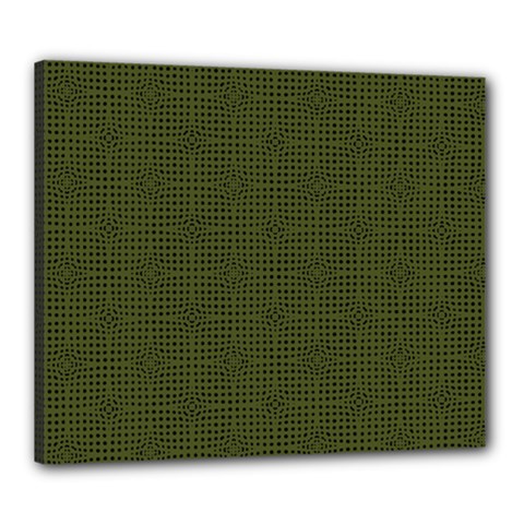 Army Green Color Polka Dots Canvas 24  X 20  (stretched) by SpinnyChairDesigns