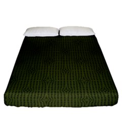 Army Green Color Polka Dots Fitted Sheet (queen Size) by SpinnyChairDesigns