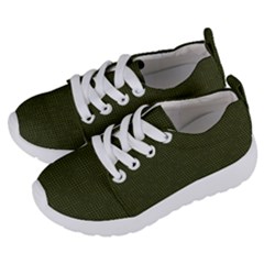 Army Green Color Polka Dots Kids  Lightweight Sports Shoes by SpinnyChairDesigns