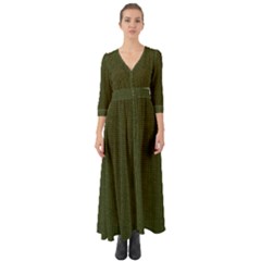 Army Green Color Polka Dots Button Up Boho Maxi Dress by SpinnyChairDesigns