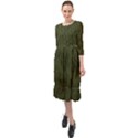 Army Green Color Polka Dots Ruffle End Midi Chiffon Dress View1