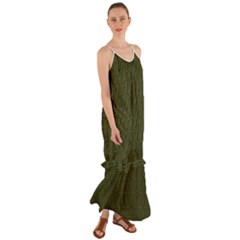 Army Green Color Polka Dots Cami Maxi Ruffle Chiffon Dress by SpinnyChairDesigns