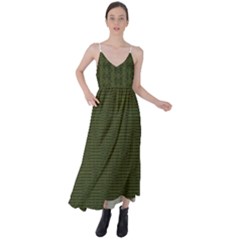 Army Green Color Polka Dots Tie Back Maxi Dress by SpinnyChairDesigns