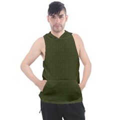 Army Green Color Polka Dots Men s Sleeveless Hoodie by SpinnyChairDesigns