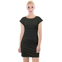 Army Green Black Stripes Cap Sleeve Bodycon Dress by SpinnyChairDesigns