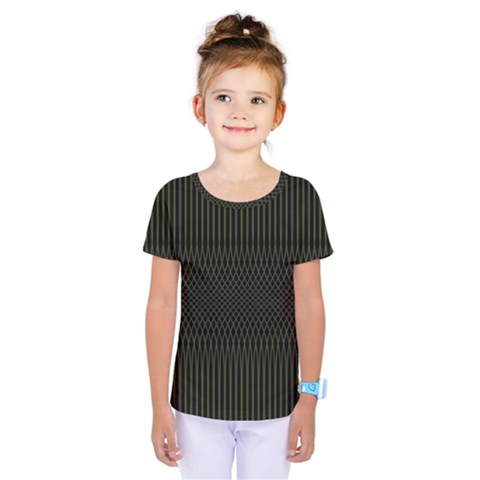 Army Green Black Stripes Kids  One Piece Tee by SpinnyChairDesigns