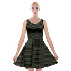 Army Green Black Stripes Velvet Skater Dress by SpinnyChairDesigns