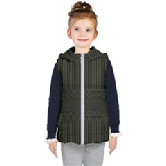 Army Green Black Stripes Kids  Hooded Puffer Vest by SpinnyChairDesigns