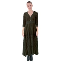 Army Green Black Stripes Button Up Maxi Dress by SpinnyChairDesigns