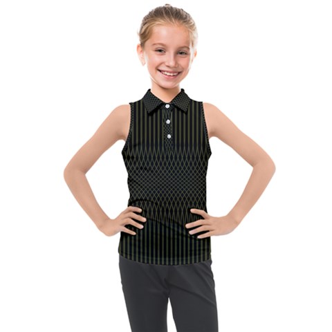 Army Green Black Stripes Kids  Sleeveless Polo Tee by SpinnyChairDesigns