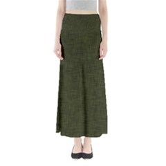 Army Green Texture Full Length Maxi Skirt by SpinnyChairDesigns