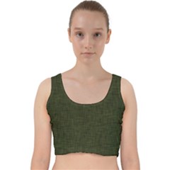 Army Green Texture Velvet Racer Back Crop Top by SpinnyChairDesigns