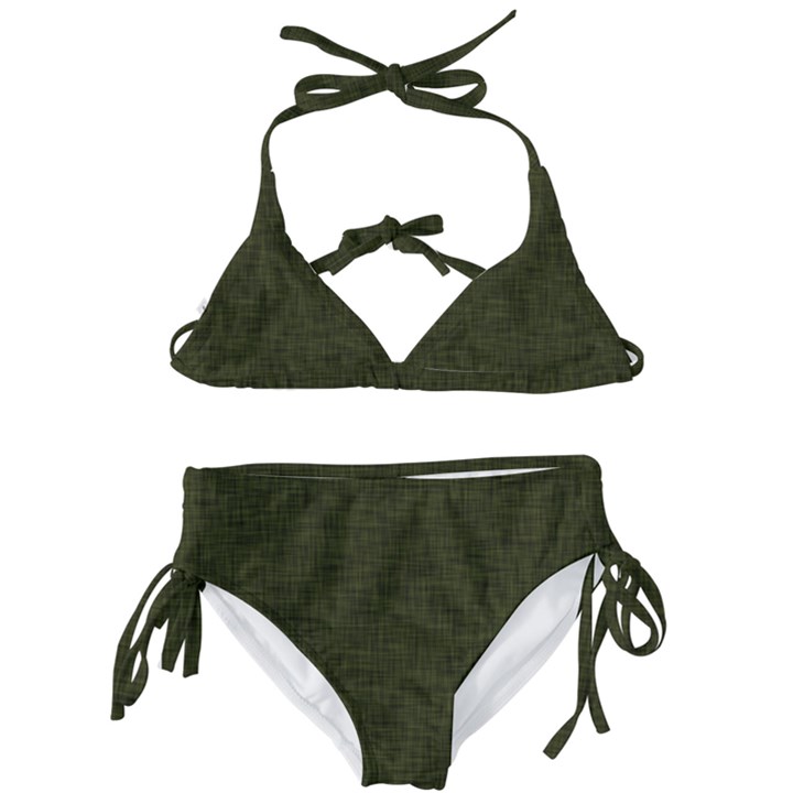 Army Green Texture Kids  Classic Bikini Set